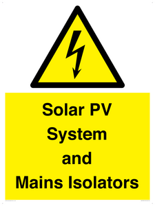 Solar PV System and Mains Isolators